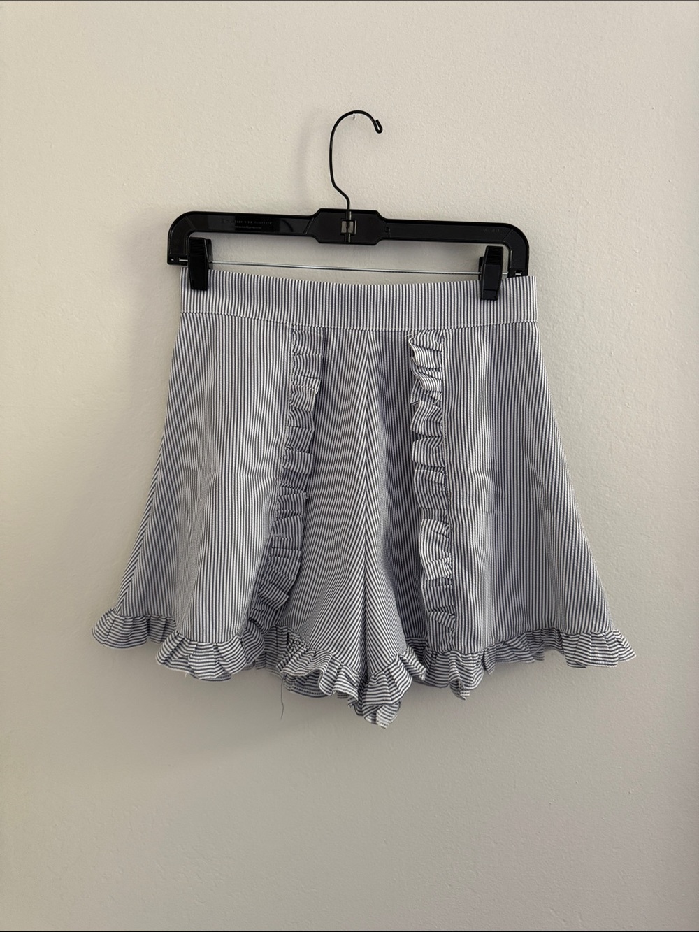 Love Blue & White Pinstripe Ruffle Skort